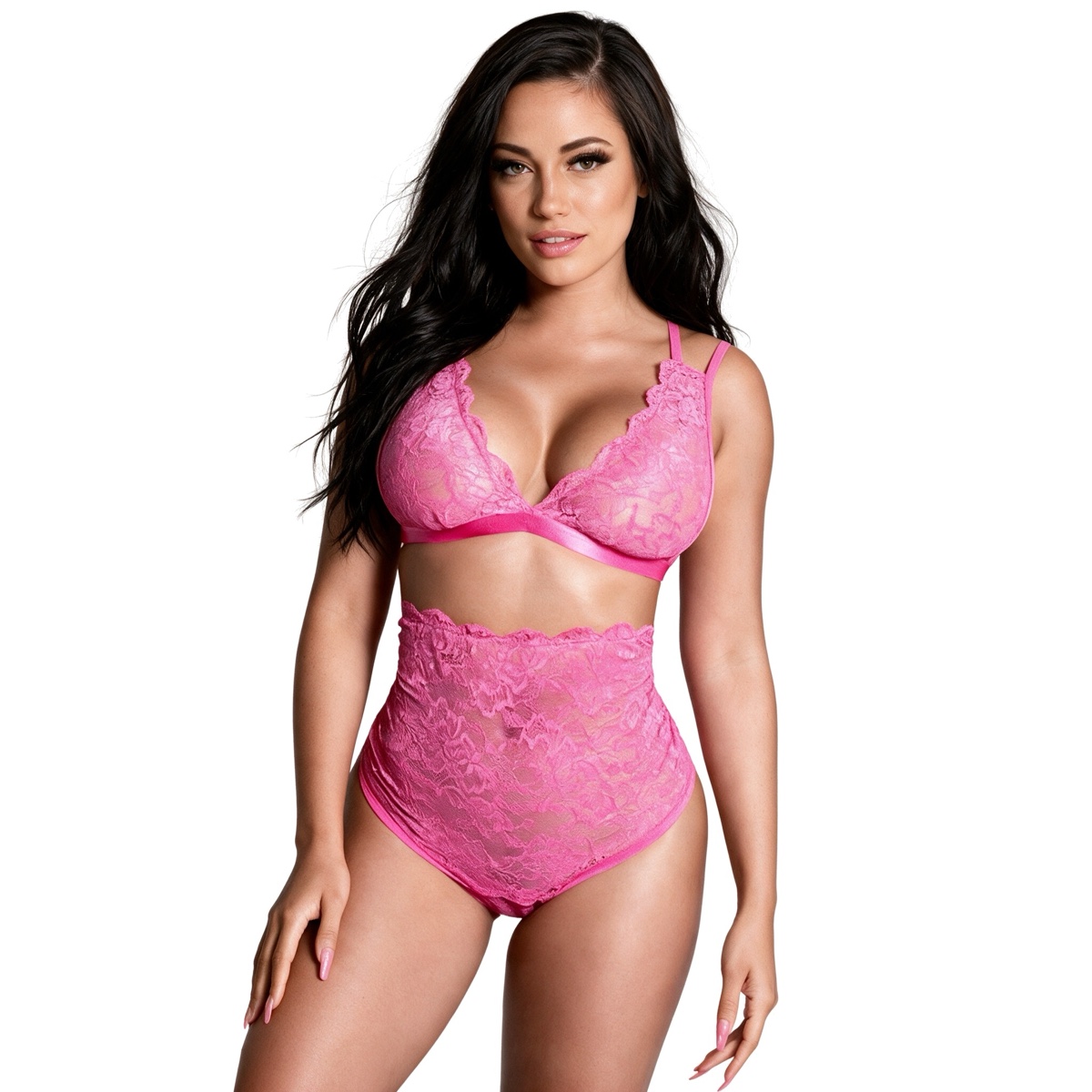 Lace bralette and high-waist brief · Pink · Liozuvyeni LZV-LST-008-PNK (1/3)