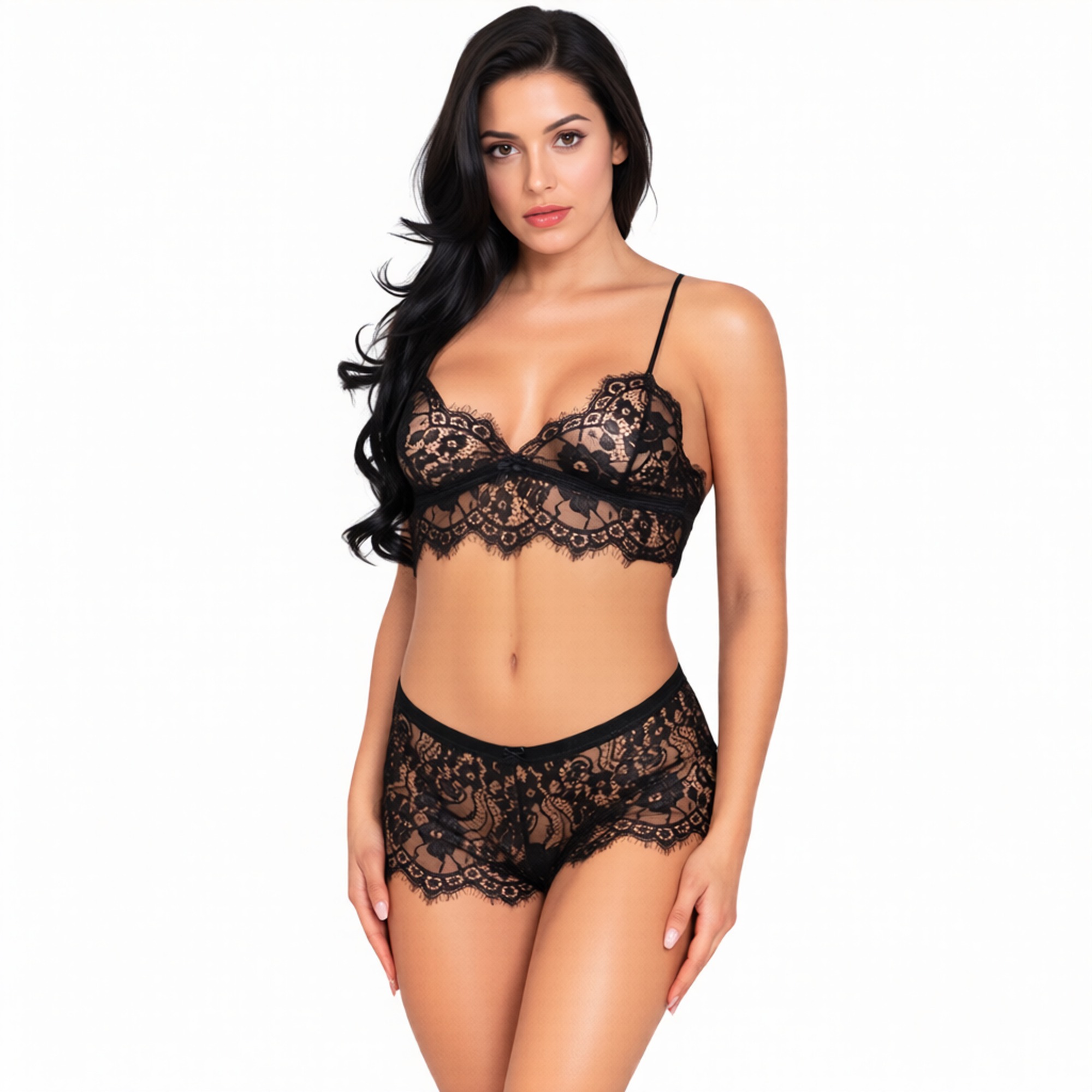 Eyelash lace bralette set · Black · Liozuvyeni LZV-LST-011 (1/2)